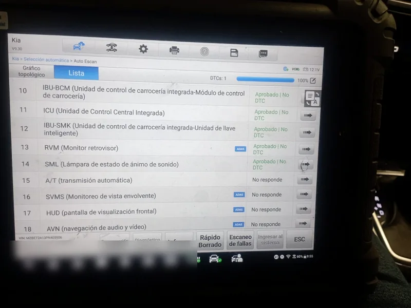 Escaneo electrónico automotriz realizado por PLAD